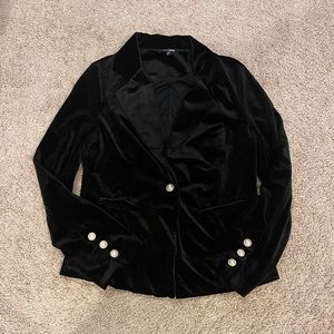 Black Velvet Blazer w/Pearl Buttons